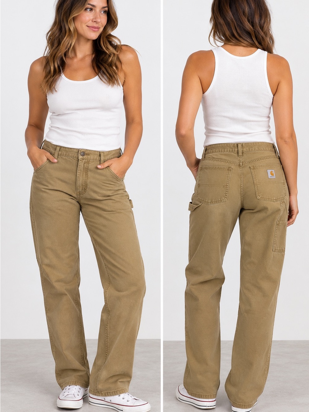 Carhartt Pants Womens 18 Loose Fit Rugged Flex Canvas Work Tan Carpenter SEE ALL